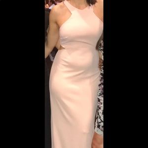 Full length blush dress cut out racer back style